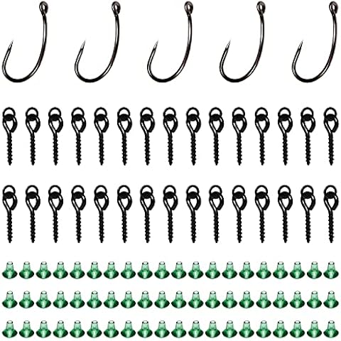 30 x Thread Boilie Bait Screws 60 x Hook Stoppers 5 x Hook Boilie Hook Stops Fishing Hook Set Carp Bait Screws Cover