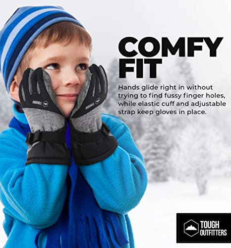 Kids Winter Gloves - Snow & Ski Waterproof Youth Gloves For Boys & Girls - Insulated For Cold Weather Outdoor Play, Skiing & Snowboarding - With Windproof Thermal Shell & Synthetic Leather Palm #TOP4