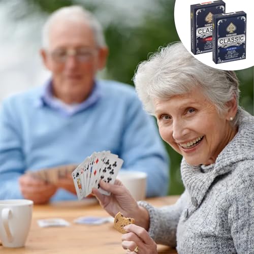 2 Kunststoff Spielkarten,wasserdichte Spielkarten,Poker Karten Poker Kartendeck,Bridge & Poker Poker Karten Spiele Professionelle Plastik Pokerkarten für Blackjack, Bridge.(Rot und Blau) – Bild 6