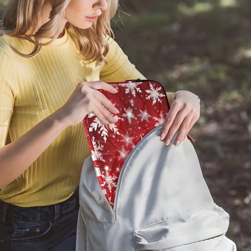 Funda para portátil 13-14 pulgadas impermeable rojo copos de nieve miniatura 6
