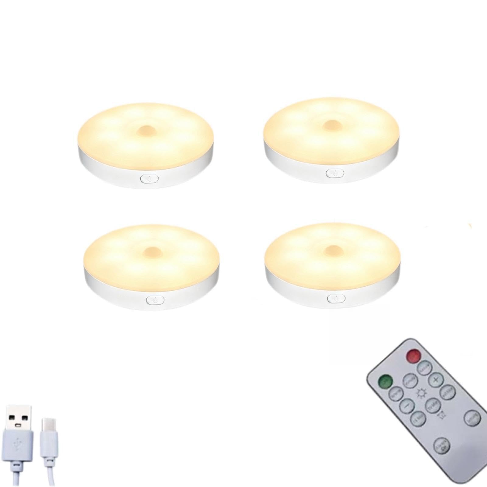 Tsophreniq Battery Operated Warm White LED Puck Light with Motion Detection for Wardrobe LED Puck Light with Motion Detection for Wardrobe