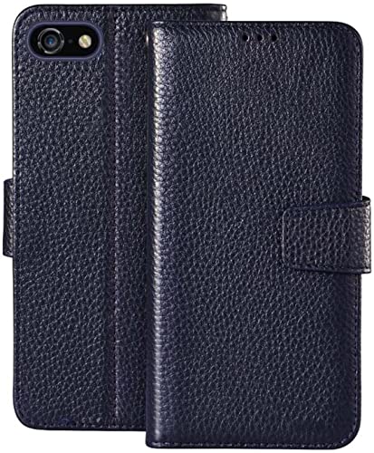 Étui portefeuille iPhone SE 2022 antichoc en cuir avec bracelet bleu