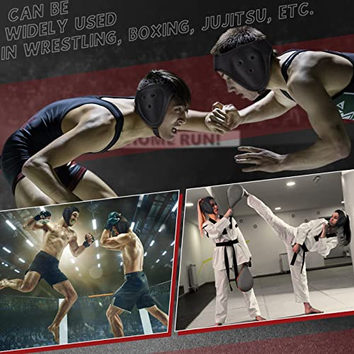 image for ZAKMIR 2 Pcs Black Soft Grappling Head Gear Wrestling Headgear Adjusta