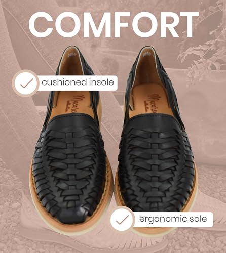 Image of Macarena Collection Womens Shoes Leather Sandal Flat for Women | Huarache Handmade Mexican Sandals | Comfortable & Stylish Womens Sandals 3050