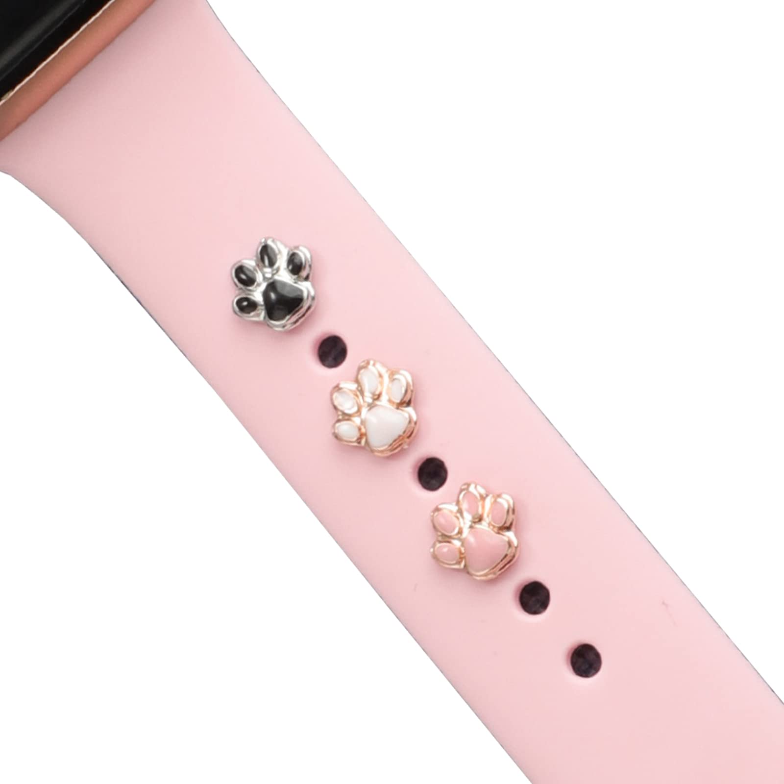 3Pcs Decorative Charms Nails Studs Compatible with Apple Watch Band 45/44/42/41/40/38mm Silicone Bands iWatch Series 8 7 6 5 4 3 2 1 Stylish Personalize SmartWatch Accessories (No Band) (Dog Paw)