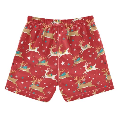 Boys Swim Trunks Quick Dry UPF 50+ Beach Board Shorts Kids Bathing Suits Swimsuit 2T Running Deer Snowflake2
