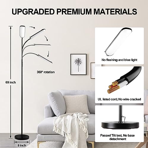 Image of marctronic Floor Lamp 2 Pack, 18W 1800LM Bright LED Floor Lamp with 2 Remotes & Works with Smart Plug, Dimmable Timing Eye Caring Standing Reading Floor Lamps for Living Room Bedroom Office