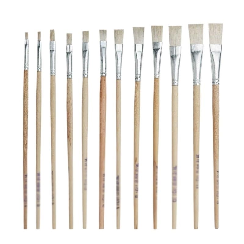 Ensemble De 12 Pinceaux en Nylon Couleur Bois, pour Artistes Et Étudiants.