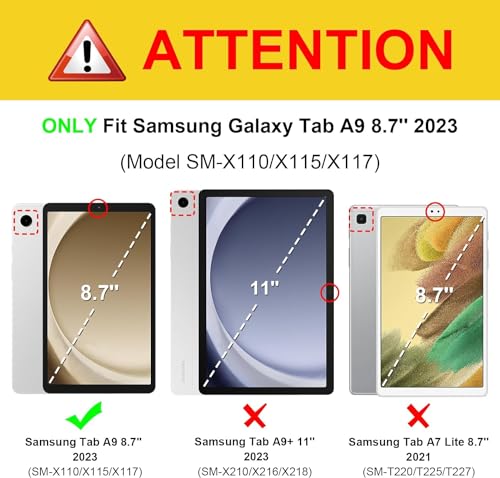 Image of typecase Keyboard Case for Samsung Galaxy Tab A9 (8.7 Inch) 2023 Model (SM-X110 /X115) ONLY, Slim Lightweight Stand Cover with Magnetically Detachable Wireless Bluetooth Keyboard case (Black)