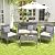 BUPPLEE 4 Pieces Patio Furniture Set, Outdoor Wicker Rattan Patio Conversation Furniture Set with Waterproof Cushion and Table for Lawn Backyard, Garden, Balcony, Porch and Poolside (Dark Grey)