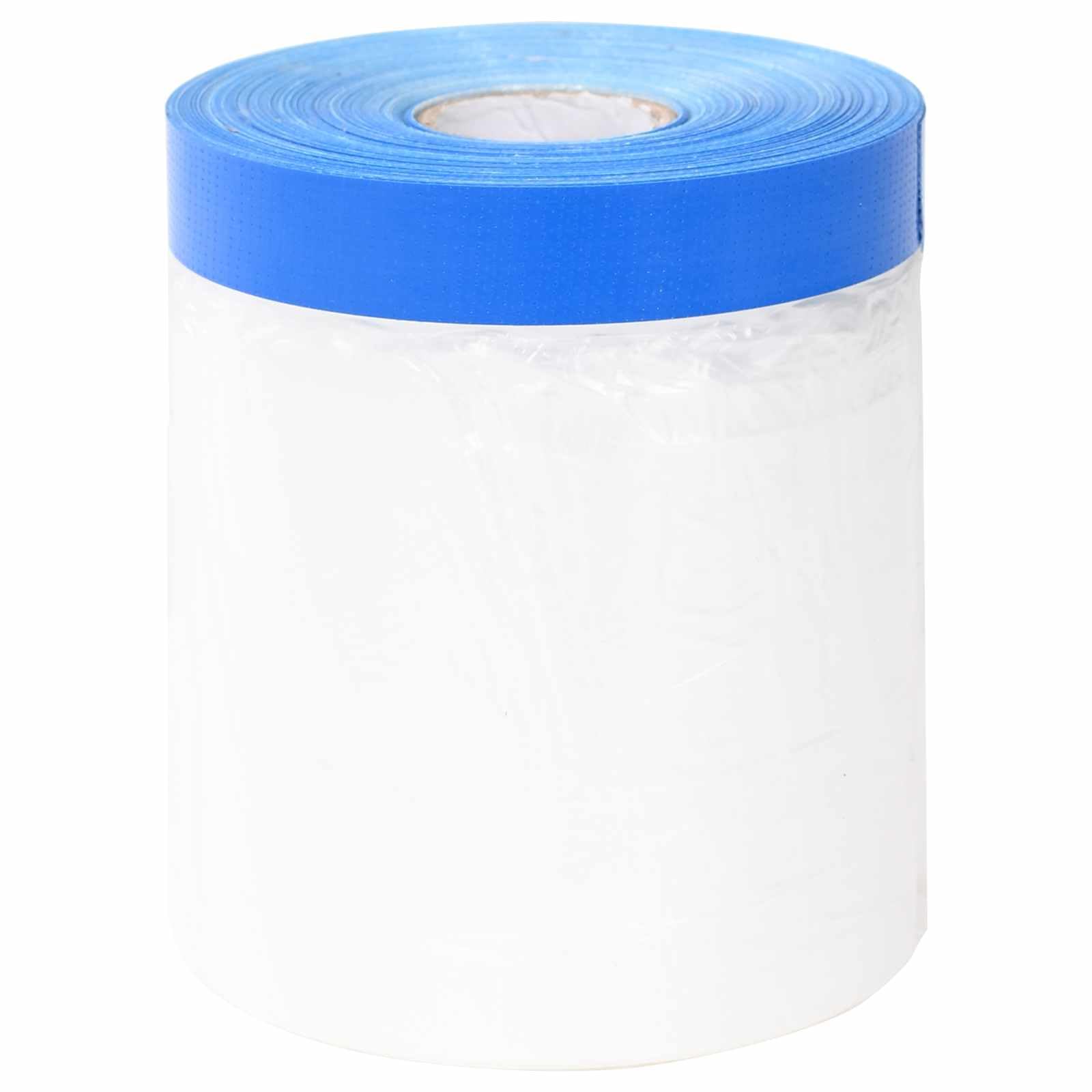 VidaXL Película de enmascaramiento con cinta adhesiva 12pcs transparente y azul, película de enmascaramiento exterior, impermeable, pintor, protección contra el polvo, resistente, fácil de colocar