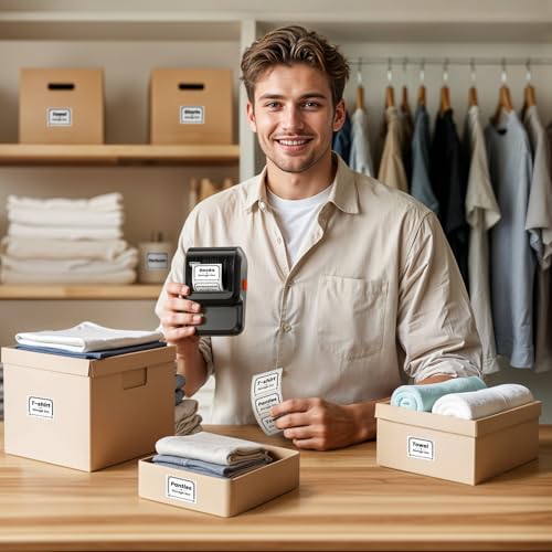 Image of NelkoGlobal Label Maker Machine with Tapes,M100 Thermal Label Printer,Versatile App with 2000 Icons and 300 Templates,Barcode Label Maker Output 0.78''-2'' Paper, Home, Office, School, Black
