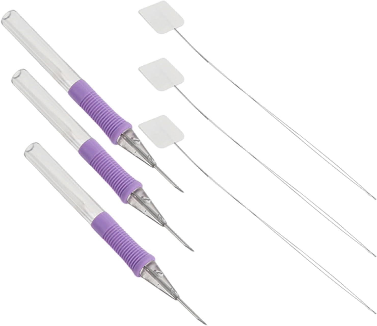 VINTORKY 1 Set Stitching Punch Pen Kit with Sewing Wire Threaders - DIY Embroidery Needlework Craft Tools - Includes 3pcs Threader Pens and 3pcs Stiching Wires for Home Sewing