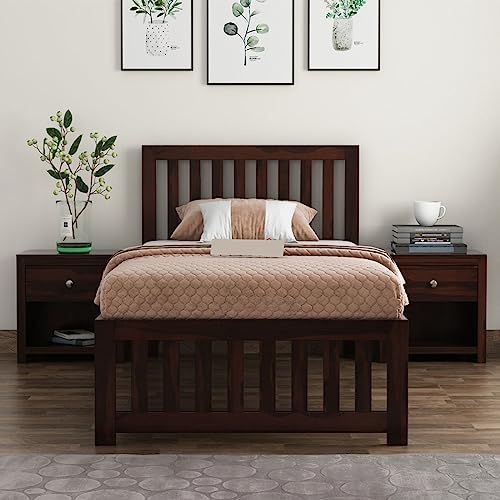 Image of AADITYA WOODS Solid Sheesham Wood Single Bed Cot Without Storage | Single Size Bed for Bedroom | Multipurpose Use Bed- Walnut9