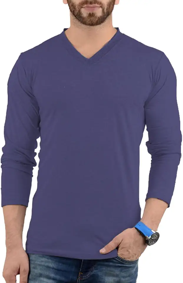 Decrum Long Sleeve Shirts for Men - Casual Soft Breathable Full Sleeves Mens V Neck T Shirts