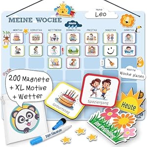 PANDABANDE® Montessori Wochenplaner Kinder [200 Magnete]