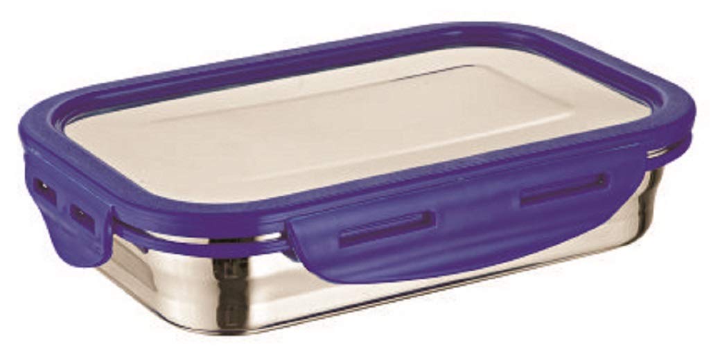 Signoraware Lock n Store Steel Rectangular with Steel Lid, 400ml, Set of 1, Violet