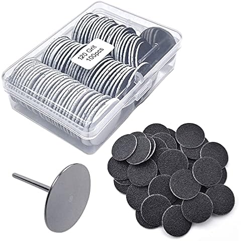 100pcs Feet Grinder Sandpaper Sanding Disc Pedicure Tool Replaceable Sanding Discs Sandpaper for Hard Dead Skin Cracked Heel Cracked Heels Dead Skin (HJ-NF037-120#) Cover