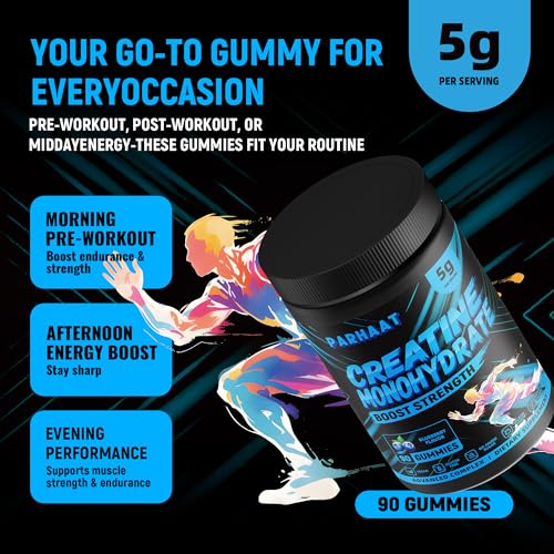 Image of NSF Certified Creatine Monohydrate Gummies for Men & Women, Blueberry 90 CT