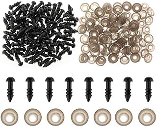 Baoblaze 100 PCS Plastic Safety Eyes Craft Eyes with Washers for Doll, Bear, Stuffed Animals, Soft Toy Making, Crafts, Black, 5mm