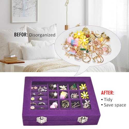 Image of Vicoter Rings Organizer Tray 7 Slots Velvet Jewelry Earring Storage Box