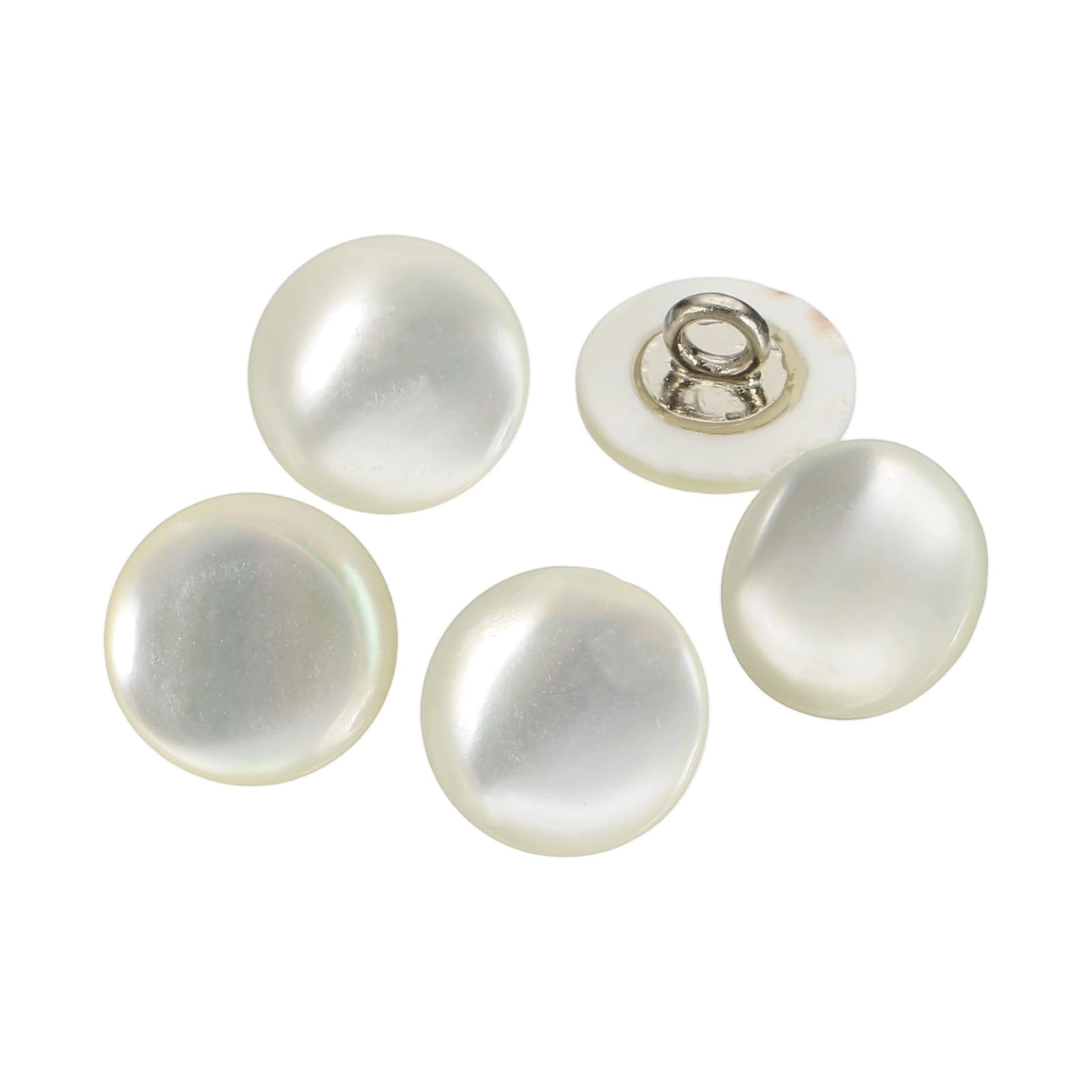 sourcing map 5 Pcs Natural Shell Buttons, 12.5mm Mother of Pearl Buttons Curved Surface Button Shell Shank Button for Shirt Sewing DIY Crafts Decoration, Beige/Silver