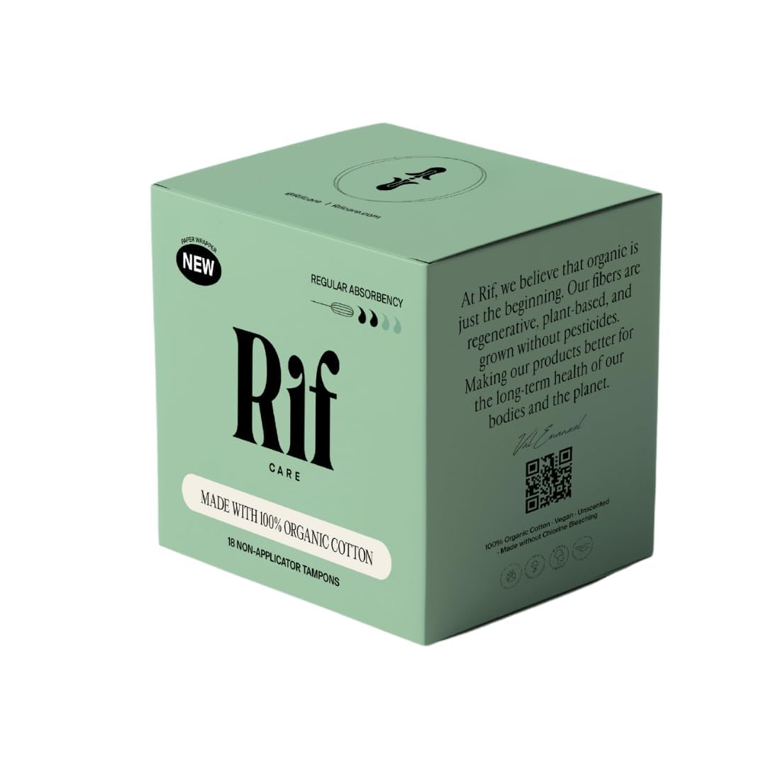 Tampons aus Bio-Baumwolle, ohne Applikator, normale Saugfähigkeit, 18 Stück