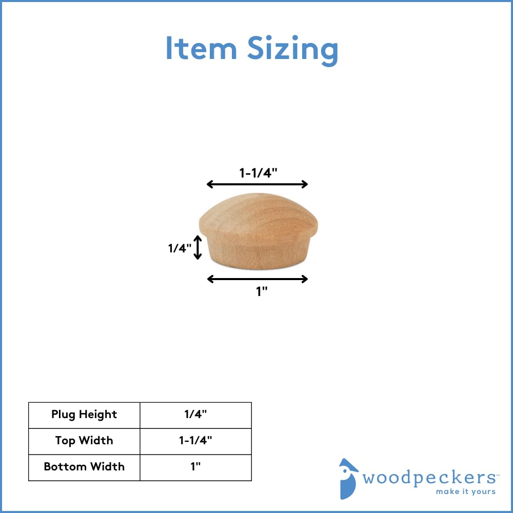 25-Pack Maple Wood Button Plugs – 5/8" Flush Screw Hole Covers For Furniture, Stairs & Cabinets, Light Brown