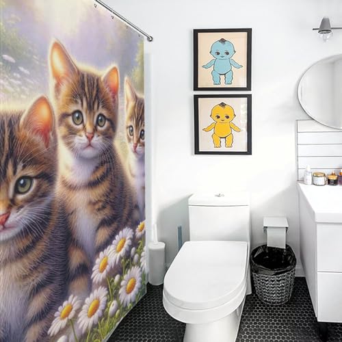 Rideau de douche chat en polyester imperméable lavable 152x183cm - 3