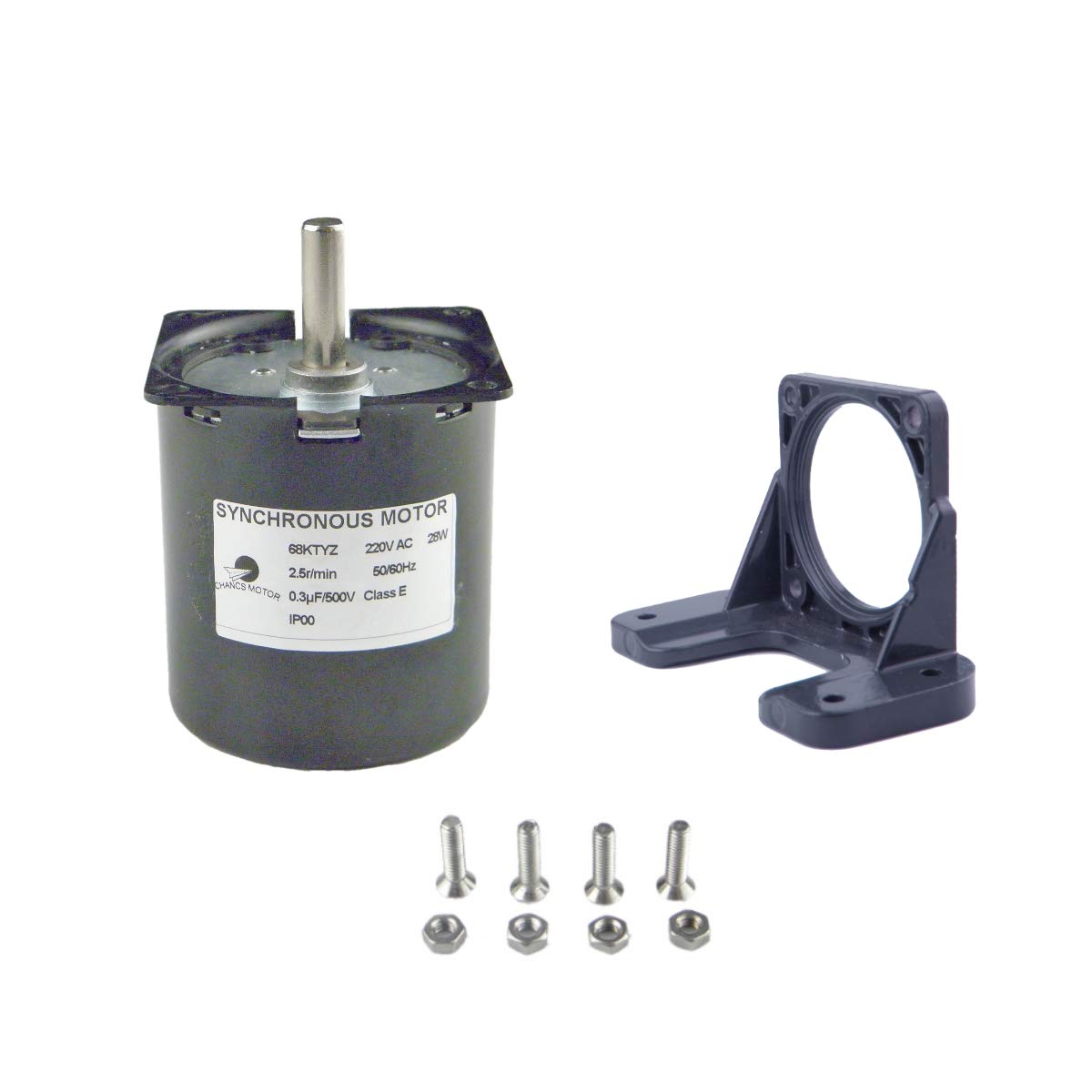 CHANCS 68KTYZ Getriebemotor 220V AC – 2,5 U/min, Exzenterwelle, Mit Halterung & Netzkabel