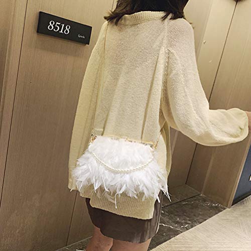 Fenical Evening Purse With Pearl Strap Chain Clutch Bags Crossbody Bag For Women Girl Ladies (White) #TOP5