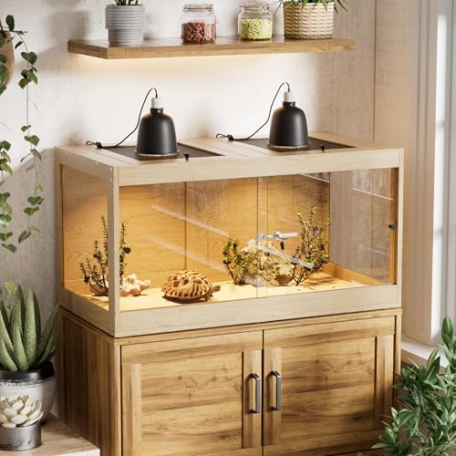 Terrarium pour Reptiles avec Aération, Vivarium pour Serpents 266L avec Fenêtres en Verre...