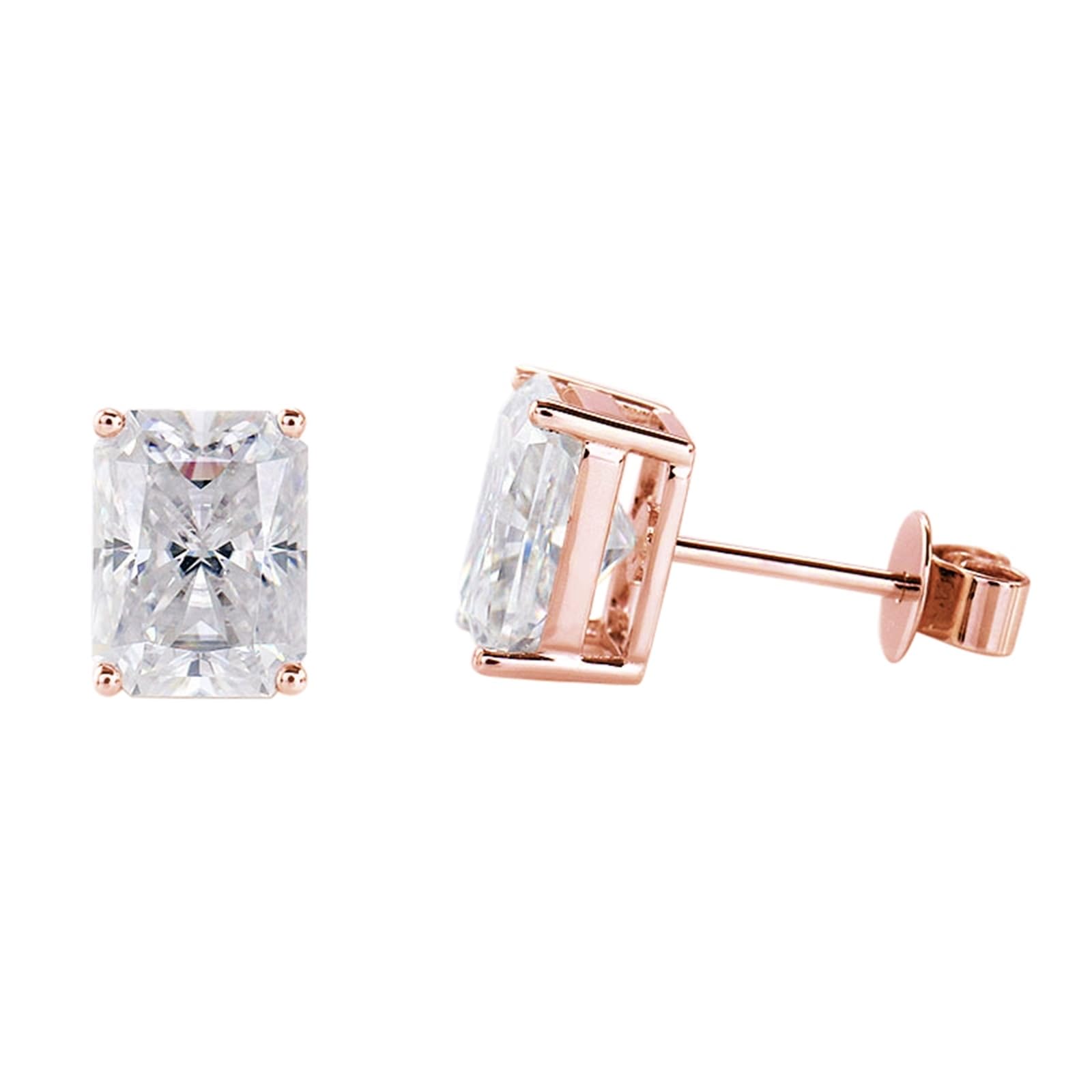 Epinki 18K Au750 Rosegold Ohrstecker, Klassiker Ohrstecker Damen mit Quadrat Moissanit 5x7mm, 750 Gold Ohrstecker Jungs Echt Gold Schmuck