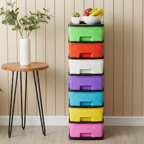 Image of Plastic Modular Drawer Storage Chest Of Drawers Organizer Storage Box, Large Stomo Racks For Multipurpose Anti-slip Shoes Organizers (Multi, 7 Layer)