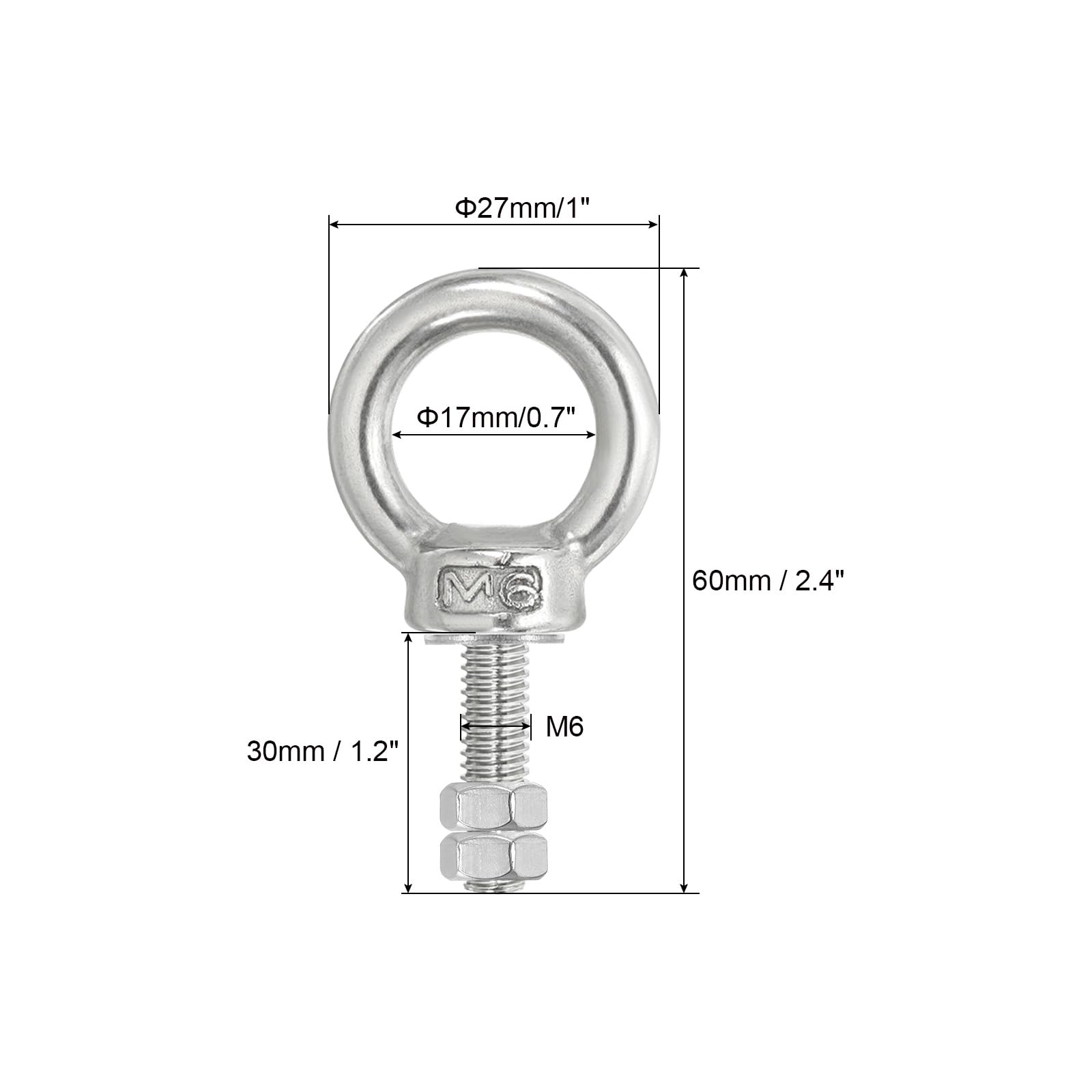 Bulloni A Occhiello M6 Acciaio Inox - 10 Pezzi Per Sollevamento E Fissaggio