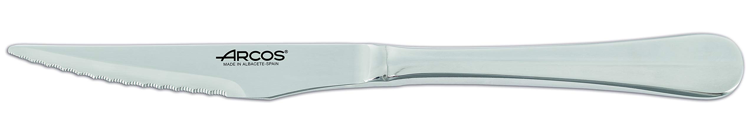 Arcos Serie Burdeos Caja de 12 uds Cuchillo Chuletero, Monoblock de una pieza en Acero Inoxidable 110 mm, Color Plata (12 uds)