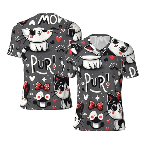 Stylish Athletic Sports Jersey Adorable-Kittens-Cats-Love Men's Rugby Jersey Large Black