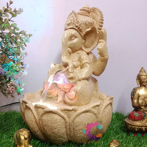 Image of Decorative Ganesha Water Fountain for Home Decor, Office, Indoor & Outdoor, Garden, Puja Room, Vaastu, Reception, Spa, Gifting. (Kamal Ganesha C-061)