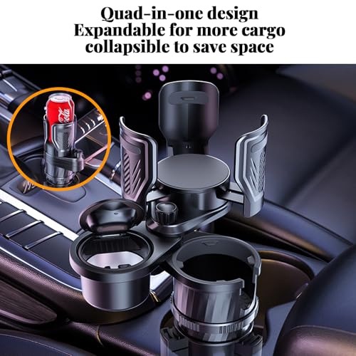 Portavasos 4 en 1 para auto con cenicero ajustable miniatura 5