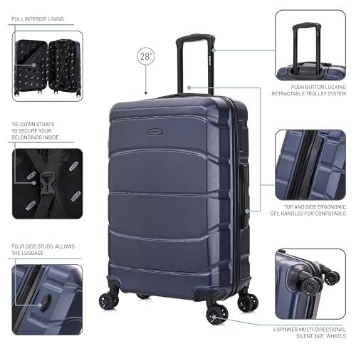Image of DUKAP SENSE 28-Inch Large Hardside Spinner Luggage Durable Zippered Blue