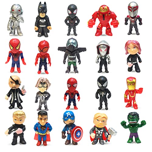 20 Pieces Super Hero Action Sets Mini Superheroes Figures for Boys Ornaments Toysï¼ŒSmall Superhero Figure Birthday Party Favors Cake Decoration Cupcake Topper Supplies