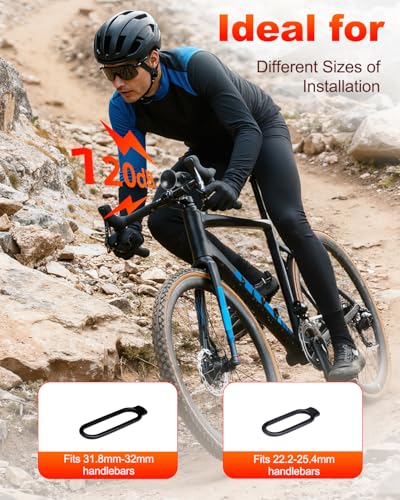 Onvian Electric Bike Horn, 120db Bicycle Horn for 22.2-32mm Handlebars, Electronic Bike Bell with 3V Battery Operated, IPX4 Waterproof Bike Horn for Adults Kids Bike, Scooter, Ebike, Easy Installation