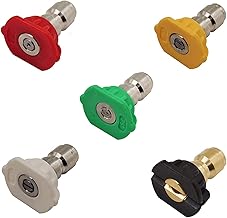 STARQ Combo 5PCS Multiple Degree Washer Spray Nozzle Tips with 1/4 Quick Connector Easy to Use, Stainless Steel Brass
