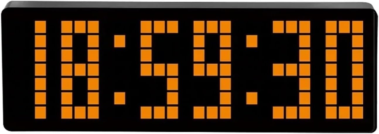 Digital Alarm Clock, Digital Pixel Clock 13'' Large Screen 12/24h Stopwatch Timer Function Simple Home Decoration LED Creative Pixel Art Wall Clock,for Desk Table(Yellow)