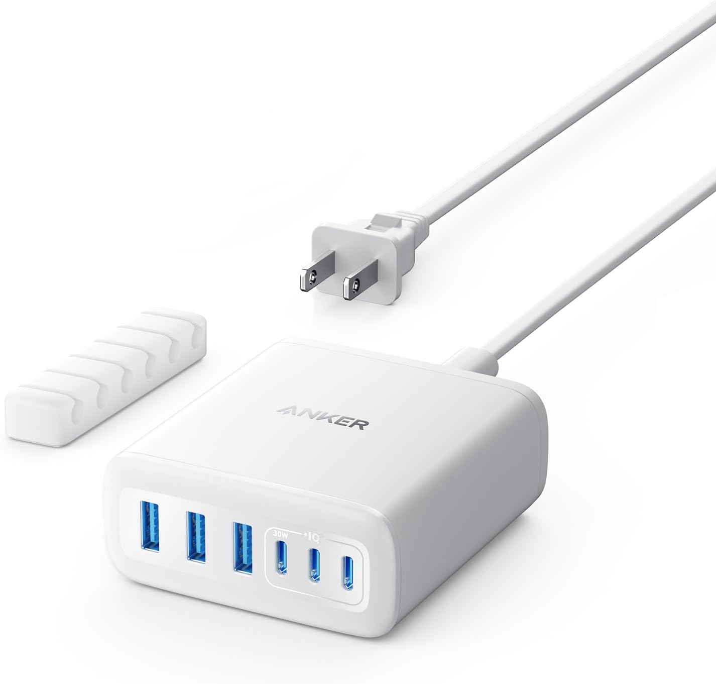Anker Desktop Charger, Fast Charging USB C Charger with 112W Max 6-Port Desk Accessories for Home Office, Campatible with Multiple Devices, iPhone, iPad, MacBook, Galaxy and More (Cable Not Included)