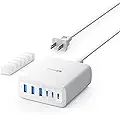Anker Desktop Charger, Fast Charging USB C Charger with 112W Max 6-Port Desk Accessories for Home Office, Campatible with Multiple Devices, iPhone, iPad, MacBook, Galaxy and More (Cable Not Included)