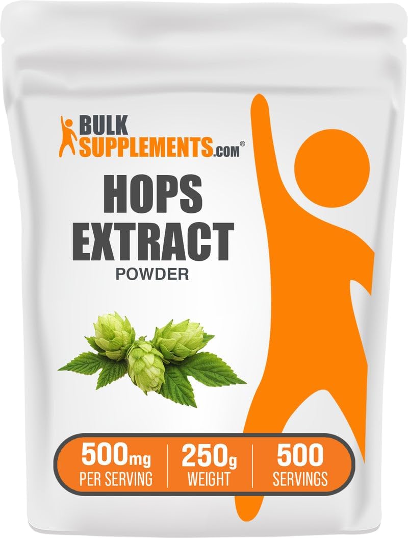 BulkSupplements.com Hops Extract Powder - Herbal Supplement, Sourced from Hops Flowers - Gluten Free, 500mg per Serving, 250g (8.8 oz) (Pack of 1)
