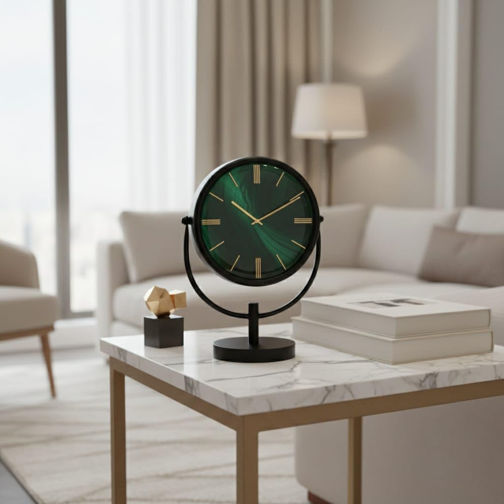 Retro Metal Table Clock Silent Non Ticking Desk Clock 10 inch dial 6 inch Black-picture-10