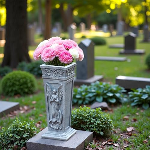Jarrón de cementerio anticaída ángel de resina para clima extremo 5