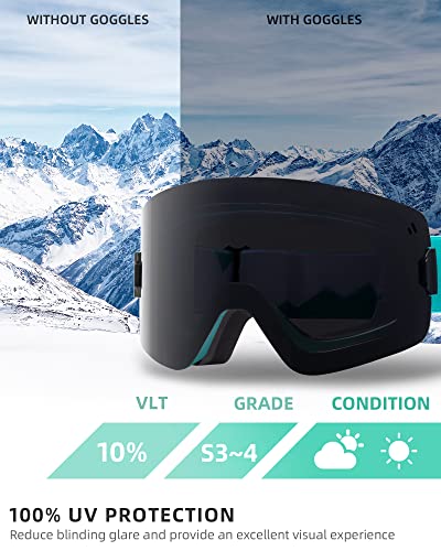 Itowe Ski Snow Goggles Men Women Over Glasses Anti Fog With Interchangeable Lens, Otg Magnetic Frameless Mirrored Snowboard Goggles Adult Winter Sports Skiing Snowmobile Goggles For Youth Cold Weather #TOP3